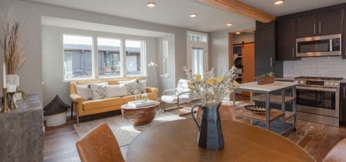 Shipping container home living room