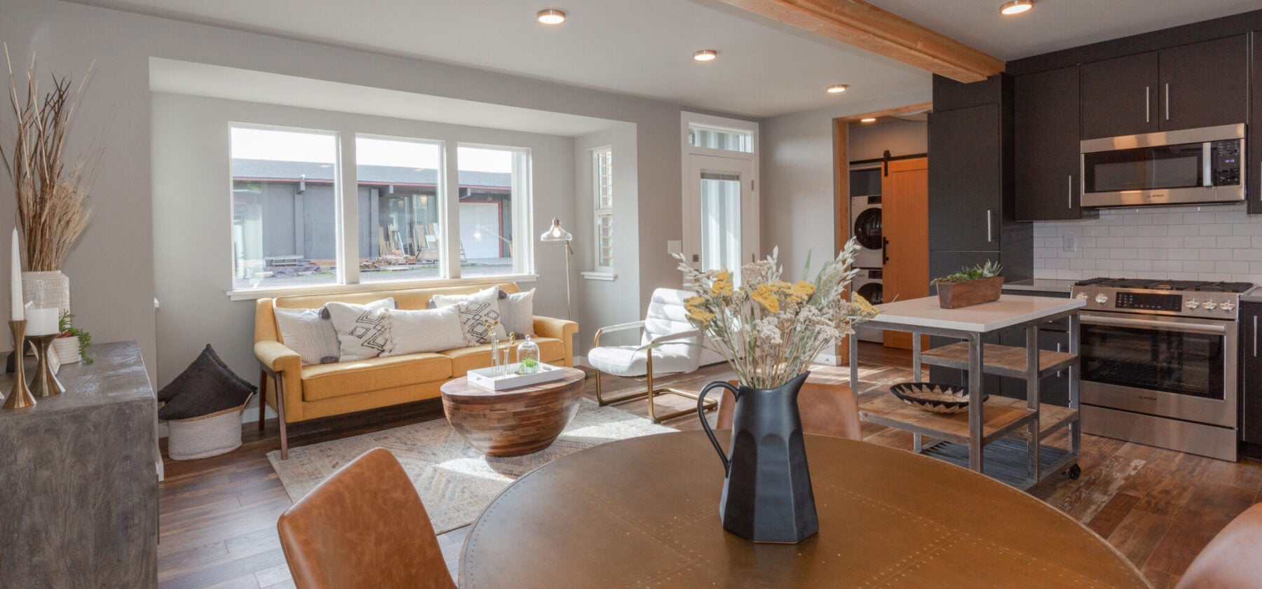 Shipping container home living room